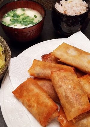 夕飯！玉葱 エリンギ 春巻き-レシピのメイン写真