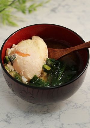 免疫力アップ！舞茸ほうれん草のお味噌汁-レシピのメイン写真
