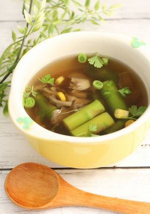 免疫力アップ！舞茸アスパラのスープ-レシピのメイン写真