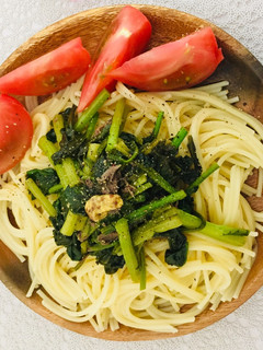 春菊とほうれん草のパスタ-レシピのメイン写真