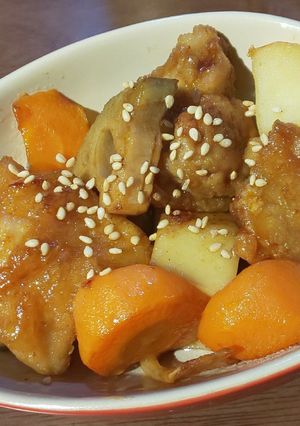2度美味しい！鶏ももと根菜の甘辛ダレ-レシピのメイン写真