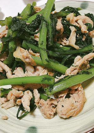 春菊と豚肉のごま油炒め-レシピのメイン写真