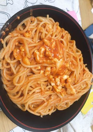簡単 卵とトマトのニンニクパスタ-レシピのメイン写真