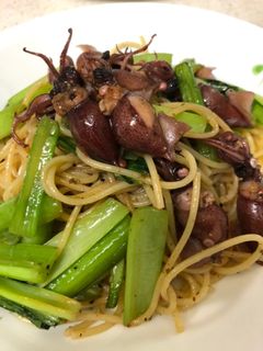 ほたるいかと小松菜の和風パスタ-レシピのメイン写真