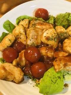 鶏肉のトマト缶&プチトマトのソース炒め-レシピのメイン写真