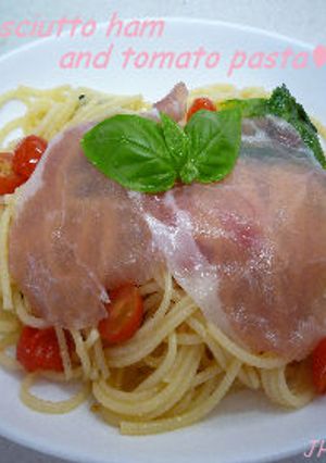 生ハムとミニトマトのパスタ♫ฺ♦｡+ﾟ-レシピのメイン写真