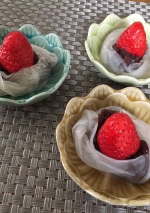 生春巻きde苺大福風-レシピのメイン写真
