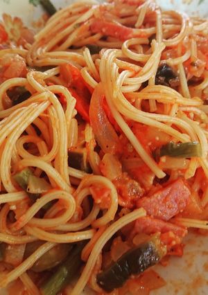 なすとベーコンのトマトスパゲティ-レシピのメイン写真