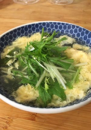 水菜シャキシャキ卵スープ-レシピのメイン写真