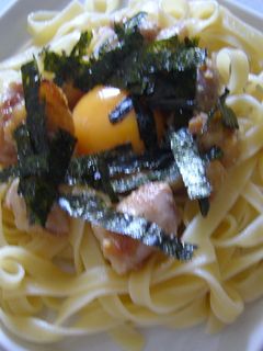 鶏の味噌漬けの親子パスタ。-レシピのメイン写真