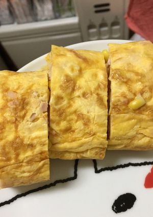 ふわふわ厚焼き！コーンハム卵焼き-レシピのメイン写真
