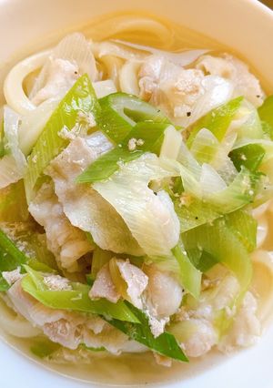 時短★簡単★豚バラねぎ塩うどん-レシピのメイン写真