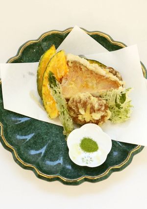 アマダイと野菜の天ぷら 抹茶塩添え-レシピのメイン写真