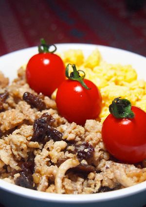 レーズン入り♪鶏そぼろと卵の2色丼-レシピのメイン写真