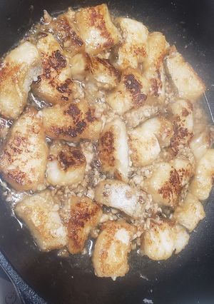 マダラの揚げ焼き肝ソース和え！-レシピのメイン写真