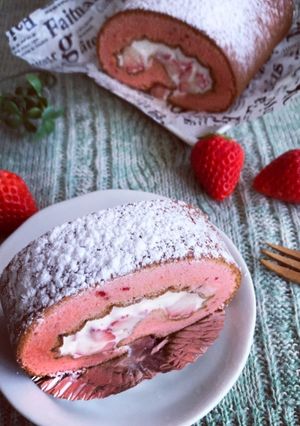 HMで絶品♡春いちごの可愛いロールケーキ-レシピのメイン写真