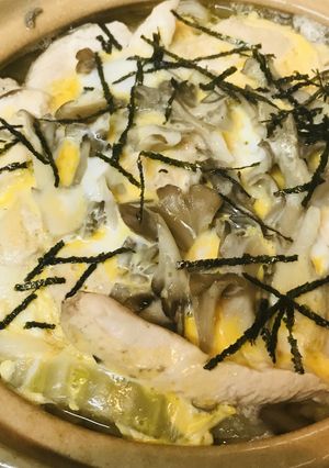 鶏肉＆キノコの玉子とじ煮込みうどん-レシピのメイン写真