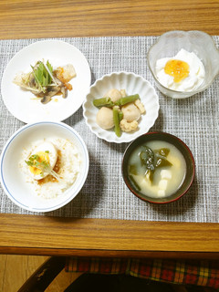 ヨウサマの減塩朝食㉜(煮卵朝食)-レシピのメイン写真