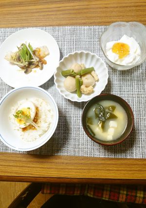 ヨウサマの減塩朝食㉜(煮卵朝食)-レシピのメイン写真