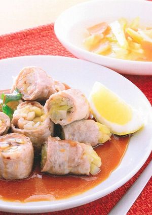 カンタン肉巻きとやさいたっぷり汁-レシピのメイン写真