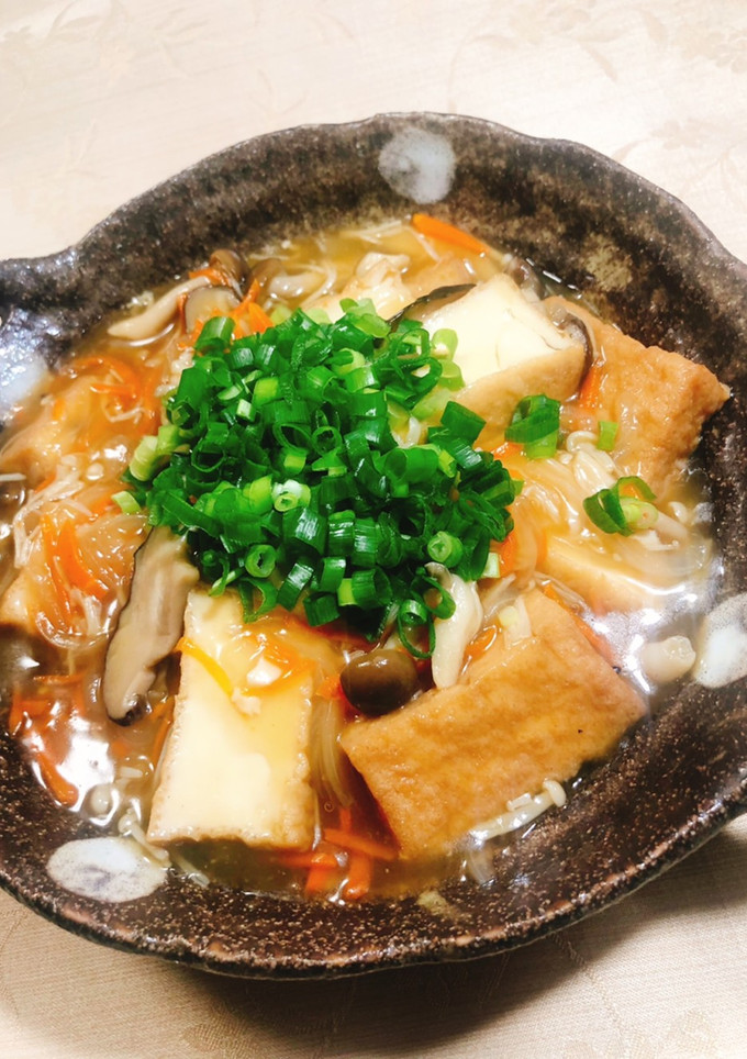 めんつゆで早うまっ！厚揚げきのこあんかけ-レシピのメイン写真