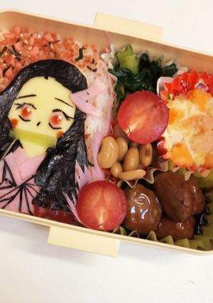 鬼滅の刃キャラ弁　禰豆子part2♡-レシピのメイン写真