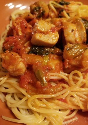 鶏肉と小松菜のトマトパスタ-レシピのメイン写真
