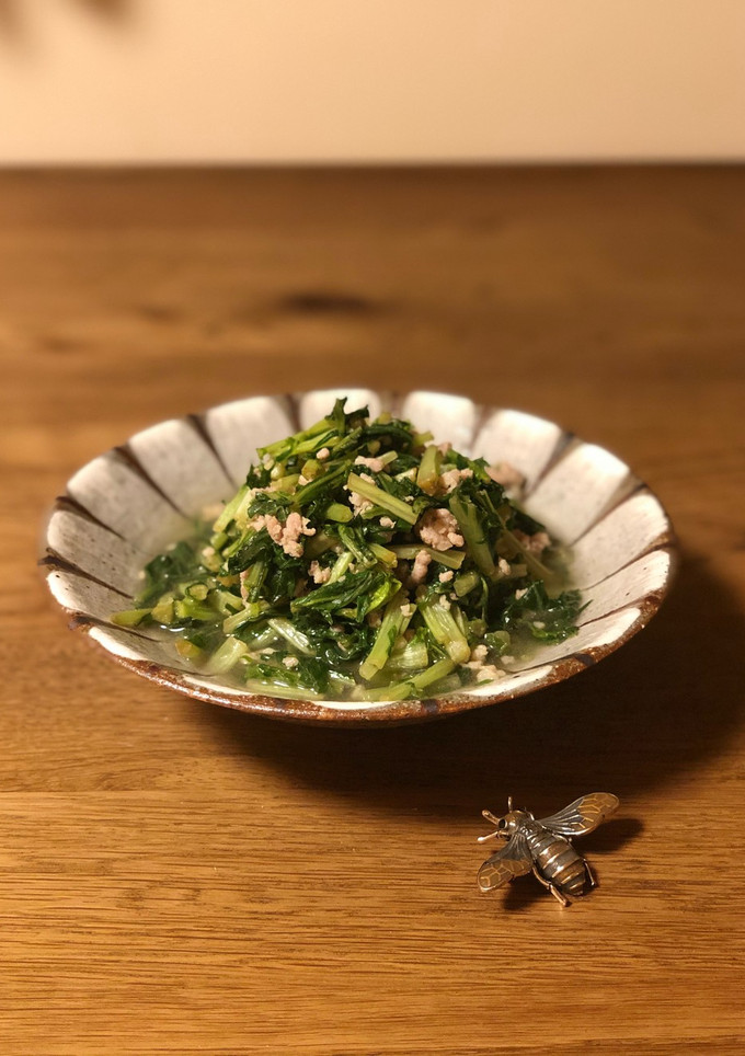 水菜とひき肉の煮びたし-レシピのメイン写真
