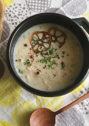 琵琶湖からすま蓮根の白みそ豆乳ポタージュ-レシピのメイン写真