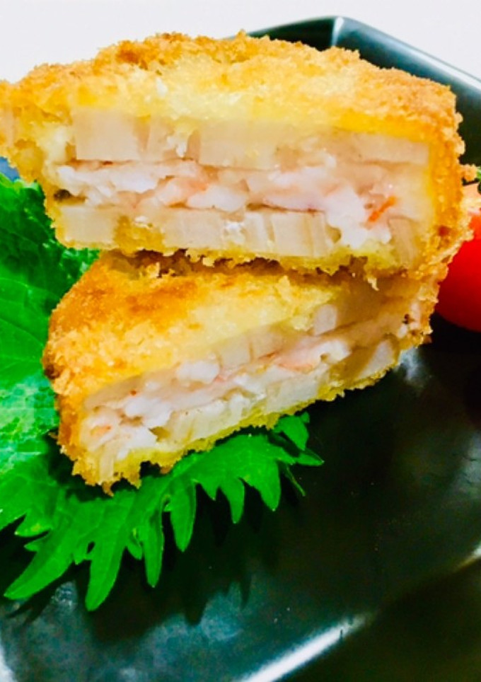 我が家のシンプル♡蓮根エビ挟み揚げ♡-レシピのメイン写真