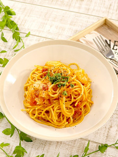レンジで完成★海老のトマトクリームパスタ-レシピのメイン写真