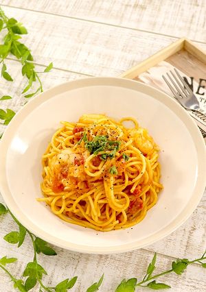レンジで完成★海老のトマトクリームパスタ-レシピのメイン写真