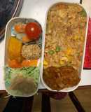 全てレンジ簡単洋風オイ梅豚汁味炒飯弁当