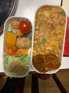 全てレンジ簡単洋風オイ梅豚汁味炒飯弁当-レシピのメイン写真