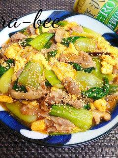 豚肉と卵とチンゲン菜の中華とろみ炒め-レシピのメイン写真