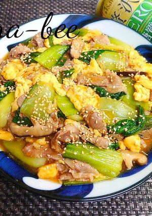豚肉と卵とチンゲン菜の中華とろみ炒め-レシピのメイン写真