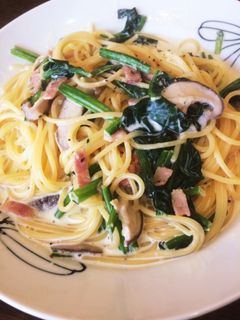 ほうれん草きのこベーコンクリームパスタ♪-レシピのメイン写真
