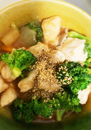 全てレンジ胸肉根菜ヤンニョムチキン風蒸煮-レシピのメイン写真