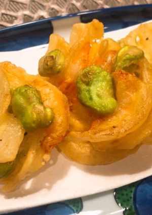 そら豆と新玉ねぎとプリプリえびのかき揚げ-レシピのメイン写真