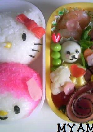 キャラ弁d(ﾟｰﾟ*)キティ＆ピアノ♫-レシピのメイン写真