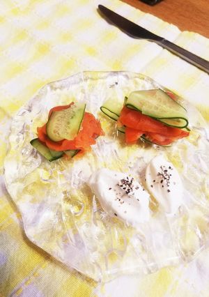 きゅうりとサーモンクリームチーズ添え-レシピのメイン写真