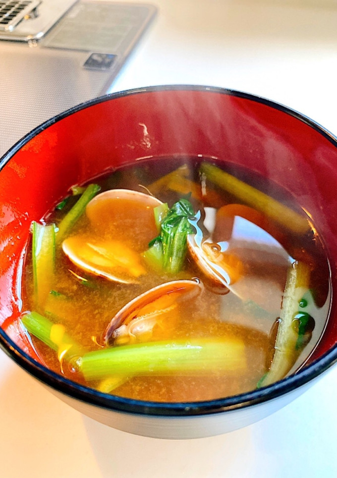 あさりと小松菜（ほうれん草）のお味噌汁-レシピのメイン写真
