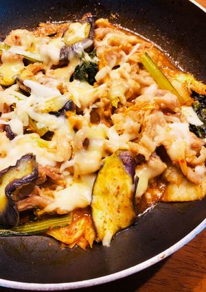 豚肉とナスのキムチチーズ焼き♪-レシピのメイン写真