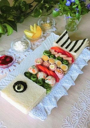 手巻き寿司風楽しいこいのぼりサンドイッチ-レシピのメイン写真