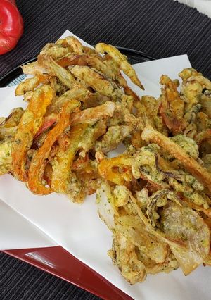 カラーピーマンの磯辺かき揚げ-レシピのメイン写真