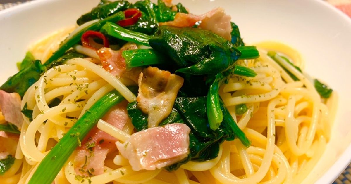 【ペペロンチーノ】 間違いない基本のほうれん草ペペロンチーノ by あさぎ＋