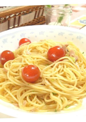 ツナとトマトのつゆマヨパスタ-レシピのメイン写真