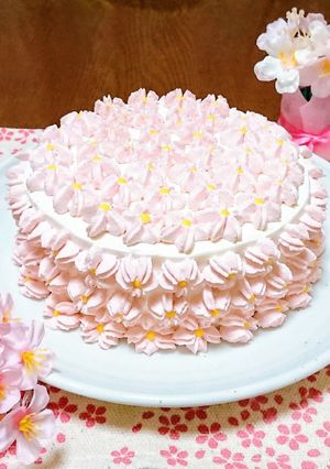 ✿桜満開✿桜と苺のショートケーキ-レシピのメイン写真