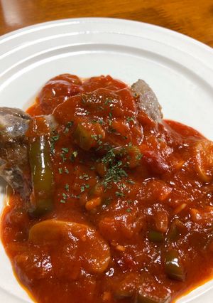 マグロの頰肉のステーキ★トマトソース-レシピのメイン写真