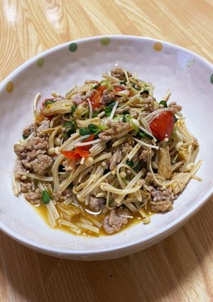 榎茸とミンチのさっぱりカレー風味-レシピのメイン写真
